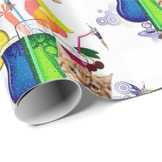 Papier Cadeau Papier brillant à envelopper Boissons poilues Kitt (Coin rond)