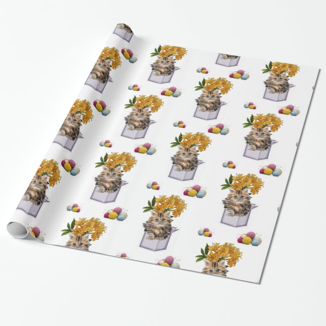 Papier Cadeau Papier brillant à envelopper, Cat-Cat-Cat-Fil (Déroulé)
