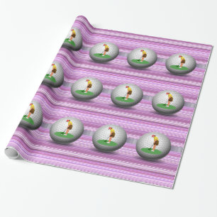 Papier Cadeau Papier brillant, Boules de Golfeur à rayures viole