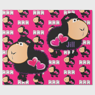 Papier Cadeau Papier brillant, Coeurs roses de mouton