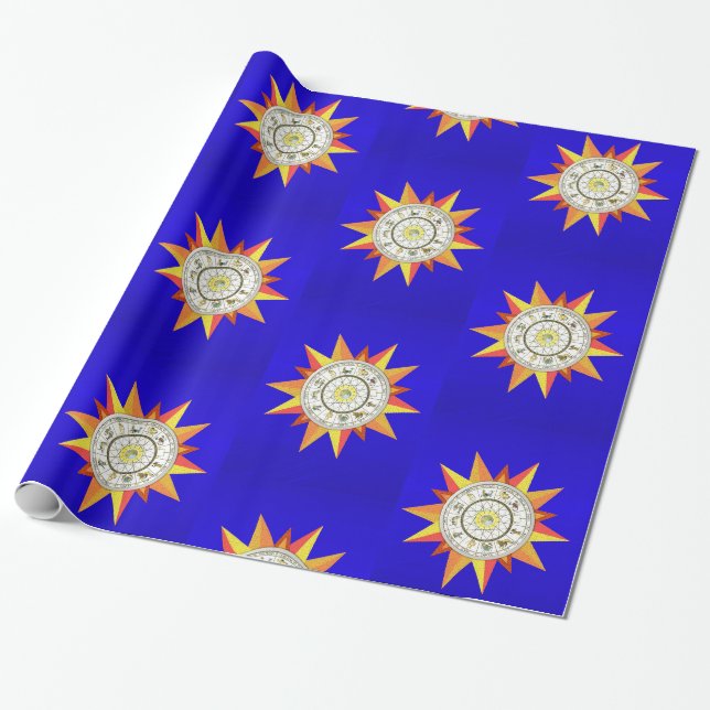 Papier Cadeau Papier brillant, Étoiles Jaunes (Déroulé)