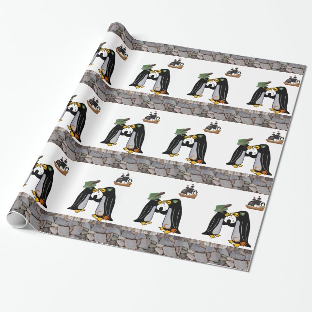 Papier Cadeau Papier brillant, Pirate Penguin Bateau (Déroulé)