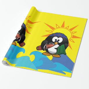 Papier Cadeau Papier brillant, Plage Surfer Penguin