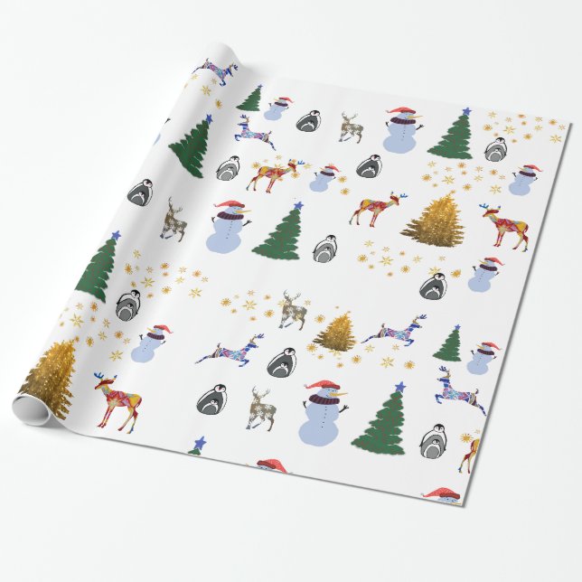 Papier Cadeau Papier brillant pour les vacances d'hiver, 30 po x (Déroulé)