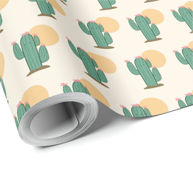Papier Cadeau Papier Cactus Thème Cadeau Wrappingi (Coin rond)