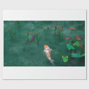 PAPIER CADEAU PAPIER CADEAU: BLOC DE BOIS JAPONAIS : KOI