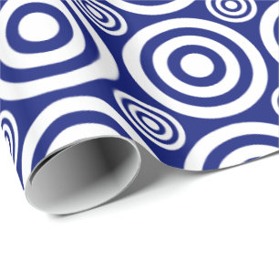 Papier Cadeau Papier-cadeau Bullseye-bleu-blanc