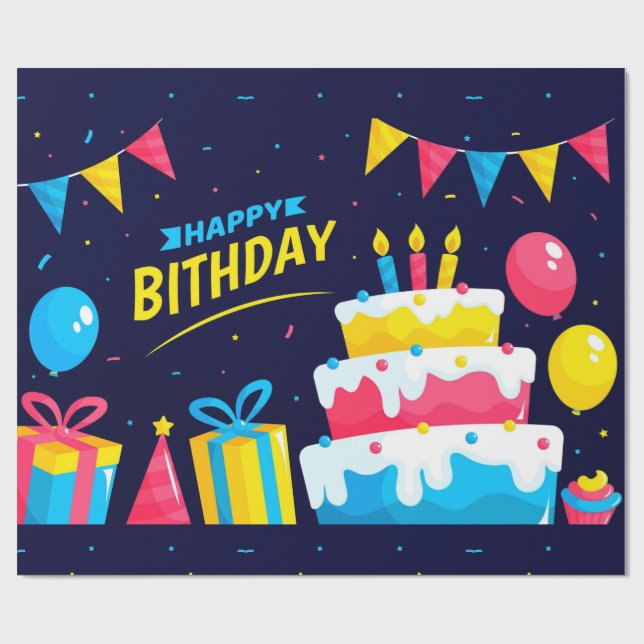 Papier Cadeau Papier crémeux d'enveloppement de gâteau d'anniver (Plat)