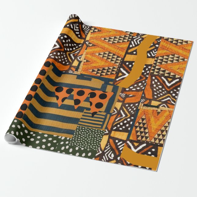 Papier Cadeau papier d' emballage d' inspiration africaine (Déroulé)