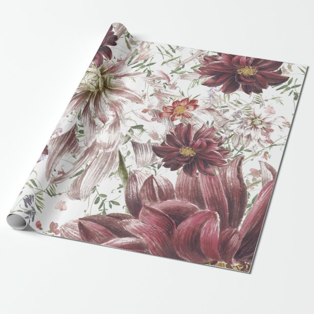 Papier Cadeau Papier Dahlia Garden Decoupage/Cadeau (Déroulé)