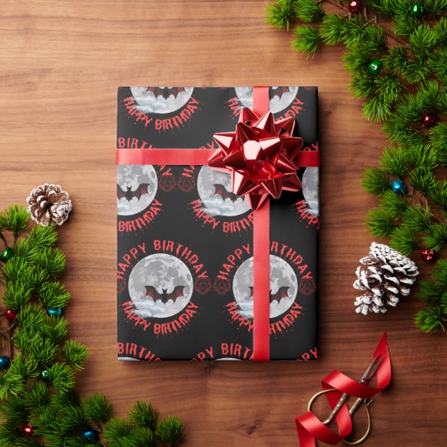 Papier Cadeau Papier d'anniversaire heureux pour chauve-souris e (Cadeau de vacances)