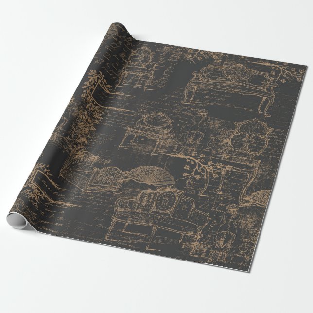 Papier Cadeau Papier de découpage de mobilier Vintage français (Déroulé)