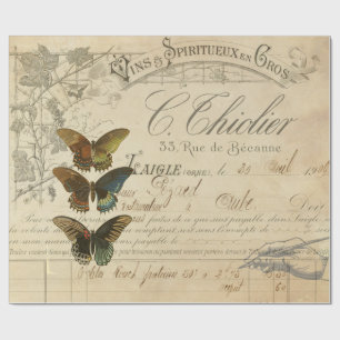 Papier Cadeau Papier de Decoupage d'éphémères de papillon