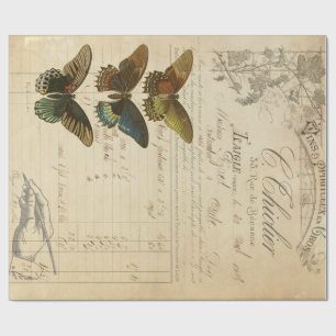 Papier Cadeau Papier de Decoupage d'éphémères de papillon