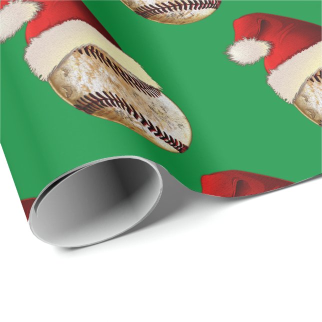 Papier Cadeau Papier de enveloppement de base-ball de Noël uniqu (Coin rond)