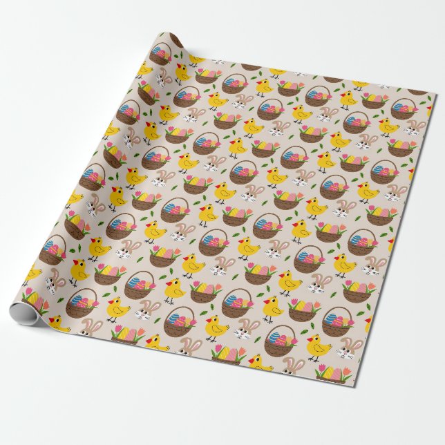 Papier Cadeau Papier de lapin de Pâques et d'enveloppement de po (Déroulé)