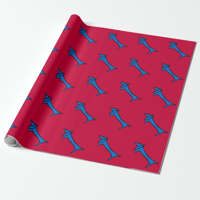 Papier Cadeau Papier de Noël de chien bleu (Déroulé)