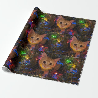 Papier Cadeau Papier de Noël Orange Kitty