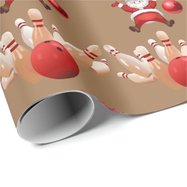Papier Cadeau Papier de Noël Père Noël, Bowling (Coin rond)