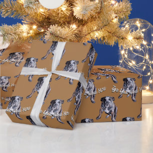 Papier Cadeau Papier de Noël pour chien de taureau sur mesure Pa