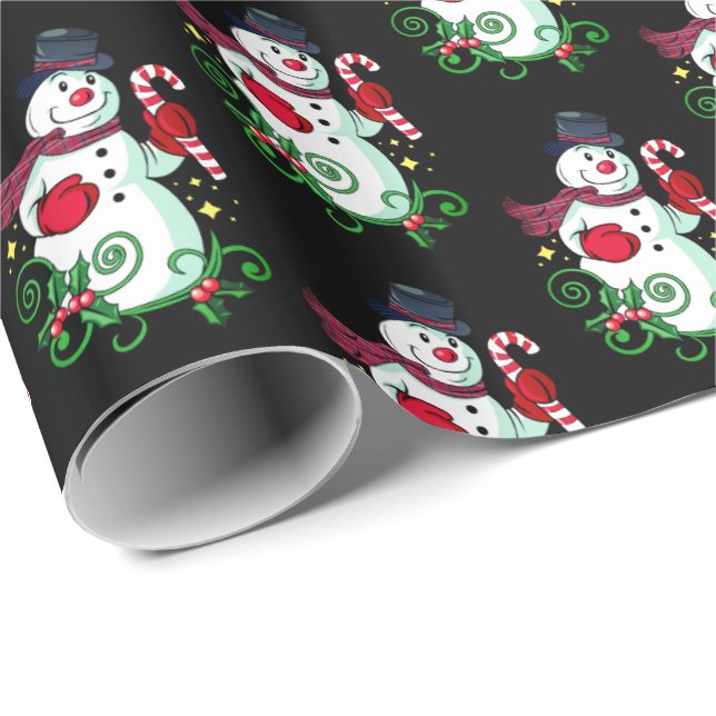 Papier Cadeau Papier de Noël - Snowman de vacances (Coin rond)