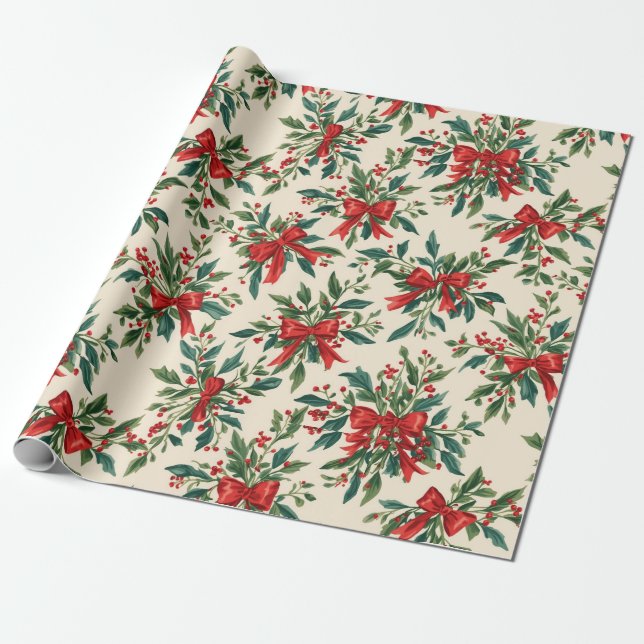 Papier Cadeau Papier de Noël traditionnel/classique (Déroulé)