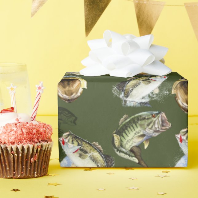Papier Cadeau Papier de pêche au bar à grande bouche (Fête d'anniversaire)