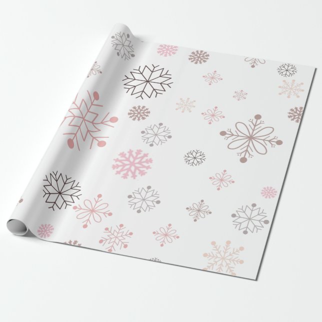 Papier Cadeau Papier de réchaudation de Noël rose (Déroulé)