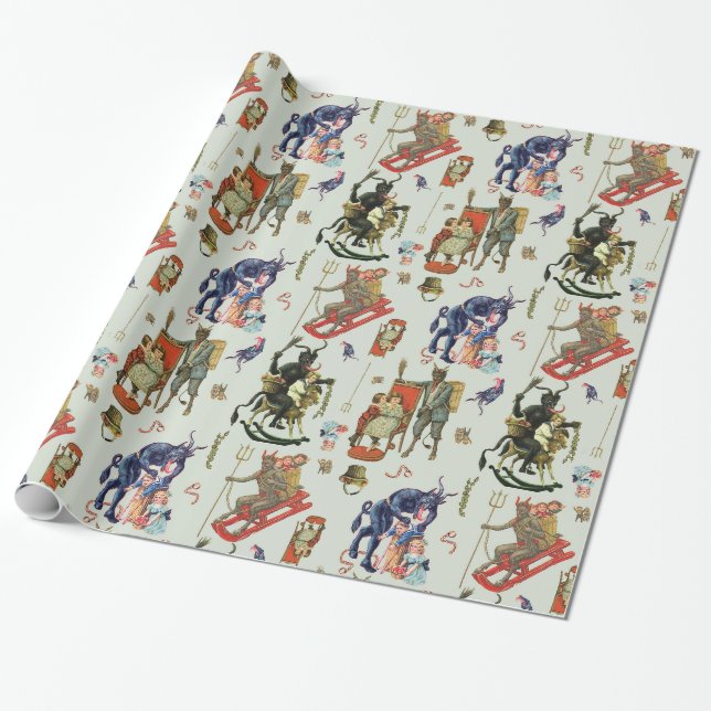 Papier Cadeau Papier de recouvrement de collage Krampus (Déroulé)