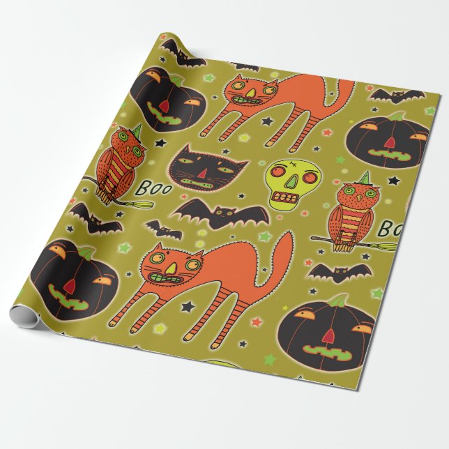 Papier Cadeau Papier de recouvrement de Facebook Halloween (Déroulé)
