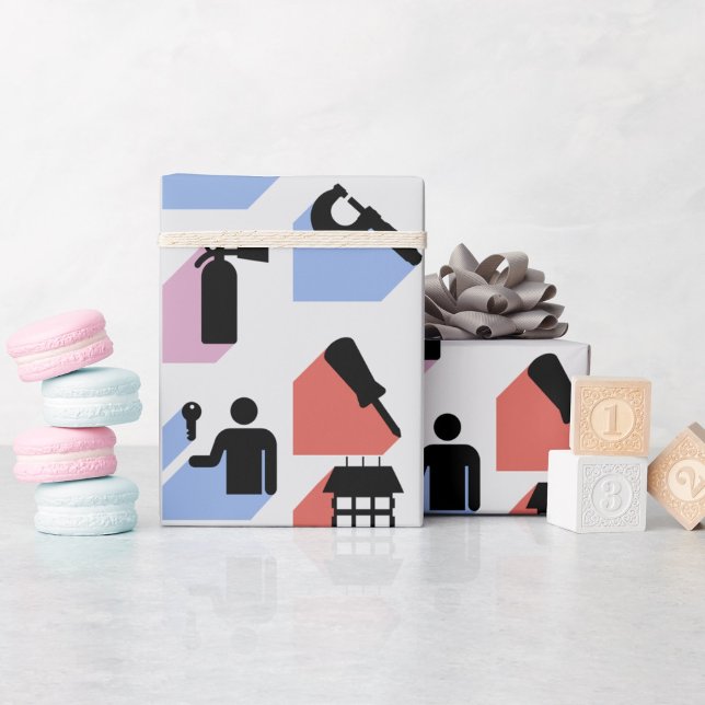 Papier Cadeau Papier de recouvrement des symboles de constructio (Créateur téléchargé)