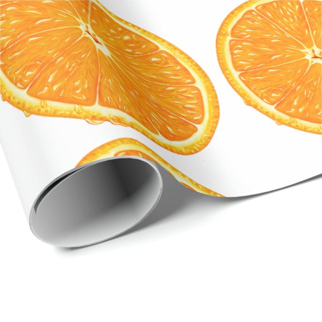Papier Cadeau Papier de recouvrement - tranche orange (Coin rond)