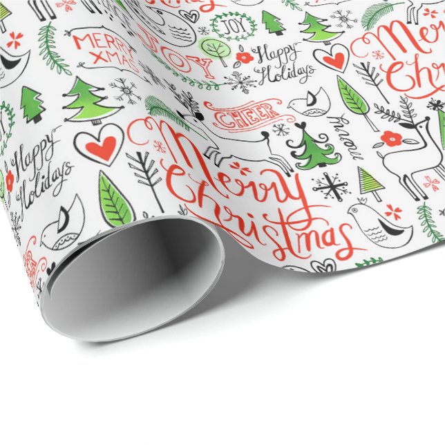 Papier Cadeau Papier de tissus de Noël (Coin rond)