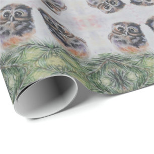 Papier Cadeau Papier d'écrêtage de petite chouette
