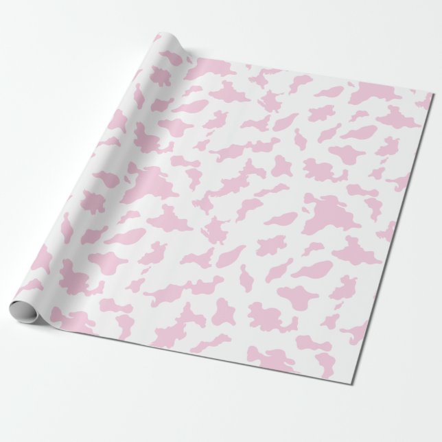 Papier Cadeau Papier d'emballage à impression de vache rose (Déroulé)