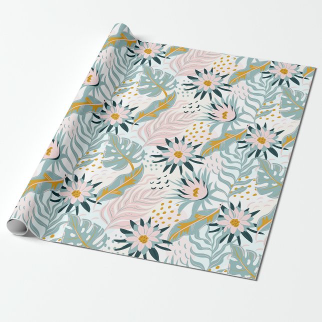 Papier Cadeau Papier d'emballage à motifs floraux (Déroulé)