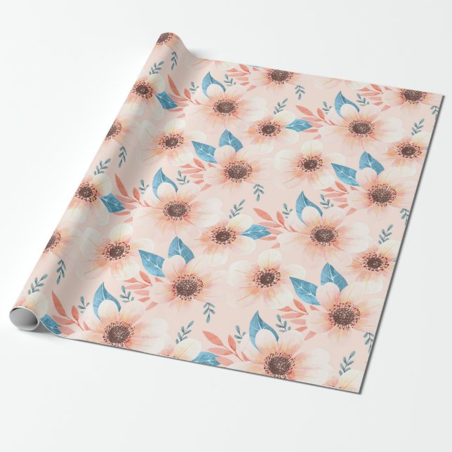 Papier Cadeau Papier d'emballage à motifs floraux (Déroulé)