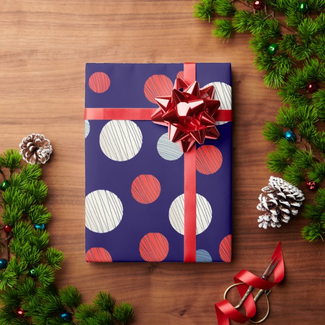 Papier Cadeau Papier d'emballage à pois élégant et moderne (Cadeau de vacances)