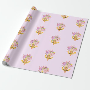 Papier Cadeau Papier d'emballage à thème crème glacée de douche 