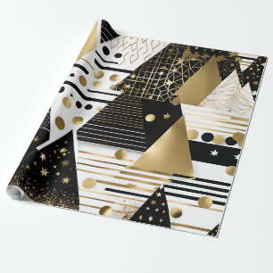 Papier Cadeau papier d'emballage abstrait en or et en triangles 