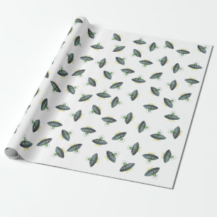 Papier Cadeau Papier d'emballage Alien Invader blanc