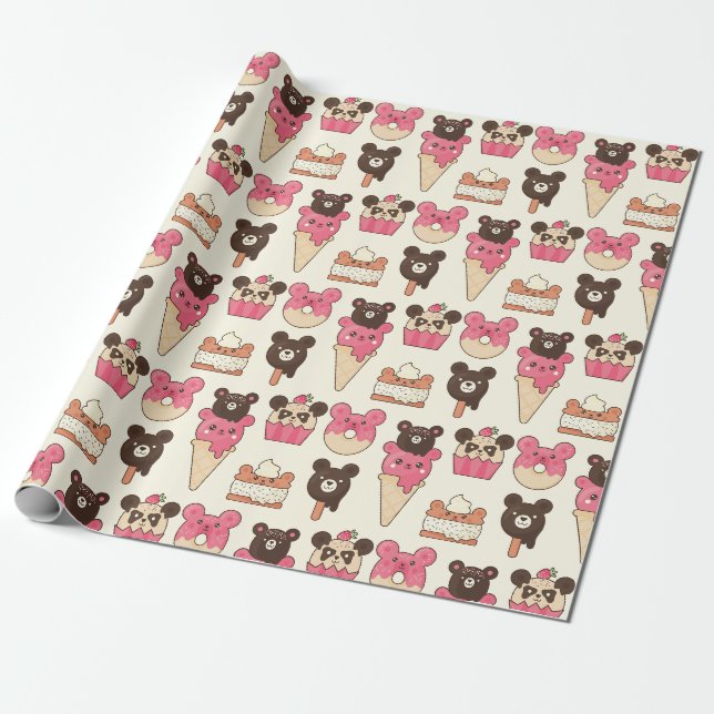 Papier Cadeau Papier d'emballage alimentaire Kawaii (Déroulé)