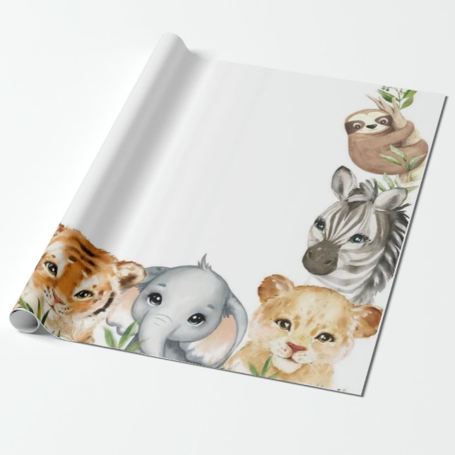 Papier Cadeau Papier d'emballage animal Safari (Déroulé)