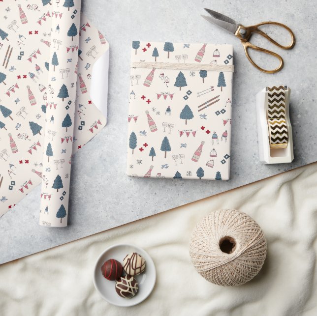 Papier Cadeau Papier d'emballage Apres Ski Cadeau d'hiver pour E (Artisanat)