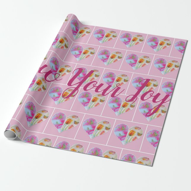 Papier Cadeau Papier d'emballage aquarelle floral Tulipe Tulipes (Déroulé)