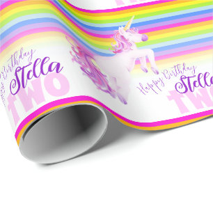 Papier Cadeau papier d'emballage arc-en-ciel art licorne 2e anni