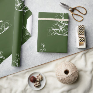 Papier Cadeau Papier d'emballage arrière - plan vert arbre blanc