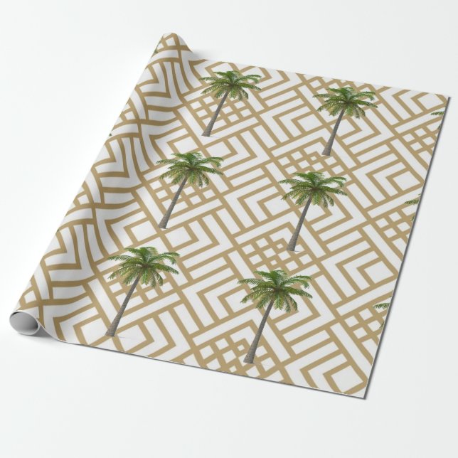 Papier Cadeau Papier d'emballage avec conception géométrique or  (Déroulé)