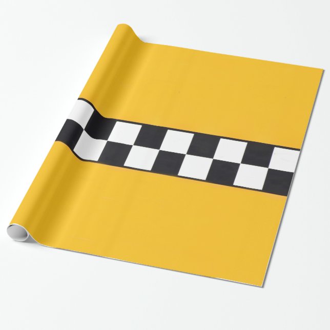 Papier Cadeau Papier d'emballage avec le taxi jaune (Déroulé)