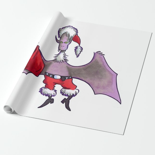 Papier Cadeau Papier d'emballage blanc brillant père Noël Bat gr (Déroulé)